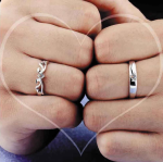 কোডঃ FR12; Silver Plated Couple Finger Ring - Image 2